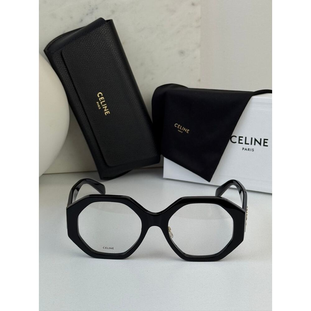 NEW Celine CL50161F Triomphe Eyeglasses Frames Black - Picture 3 of 5